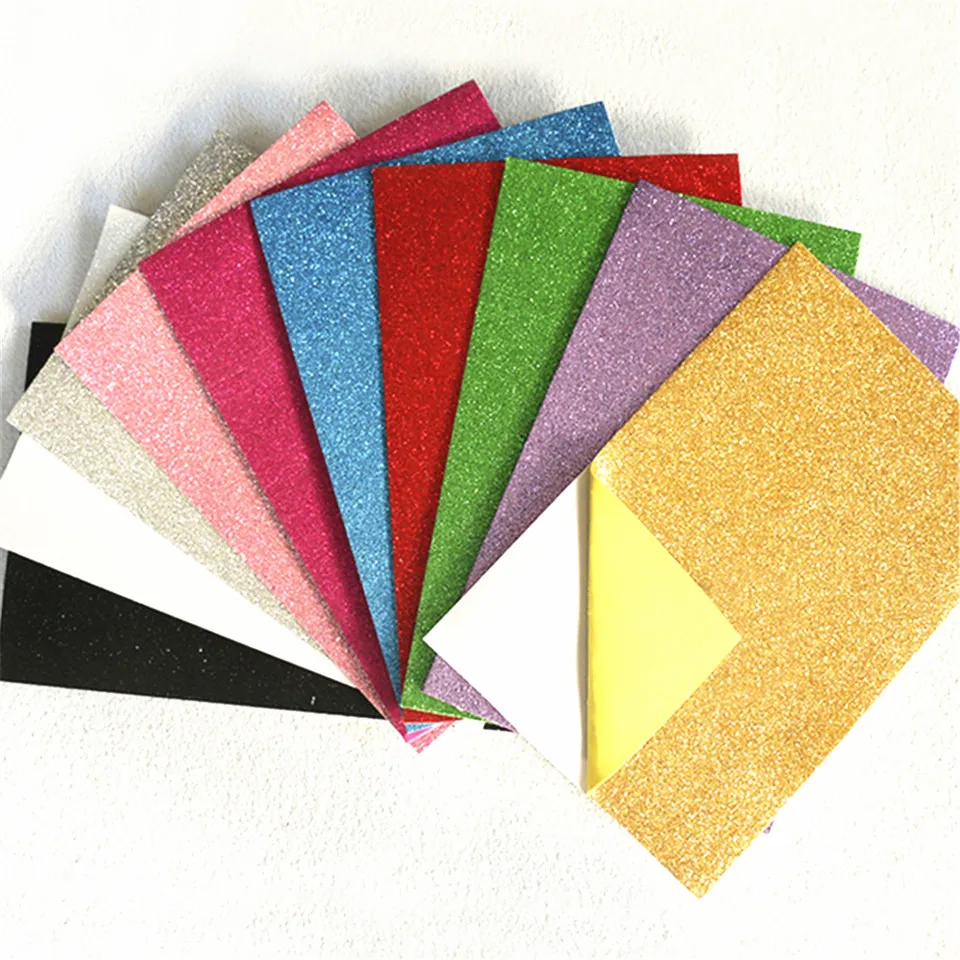 Colorful glitter EVA foam sheet with adhesive for kids DIY crafts