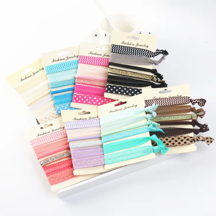 
European, American, Japanese and Korean knotted rubber band printing set hair rope headdress 