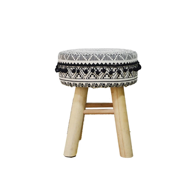Modern Round Popular Creative Low Living Room Cheap Durable Foot Step Stool Ottoman Wooden Stools
