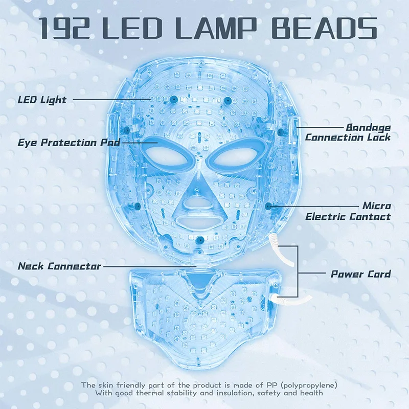  2021 Manufacturer Wholesale 7 Color Led Photon Light Therapy Machine Home Use LED Facial Masks with Neck for Skin