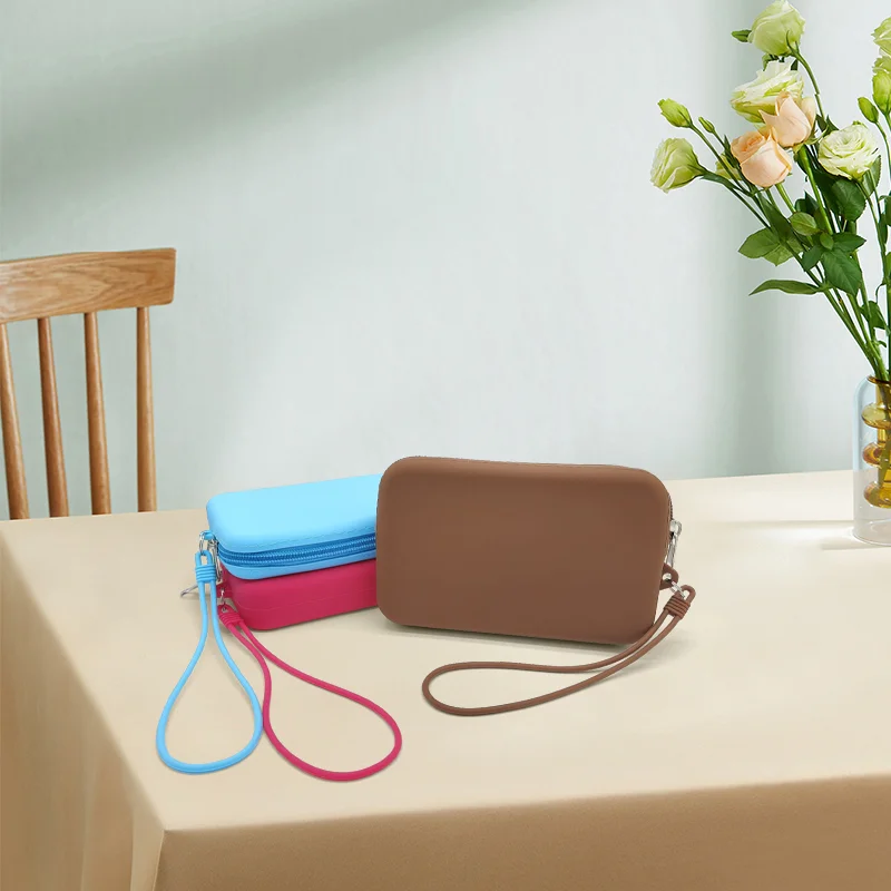 Silicone Coin Purse 2024 new Waterproof Silicone Cosmetic bags large capacity storage bag rope toiletry bag
