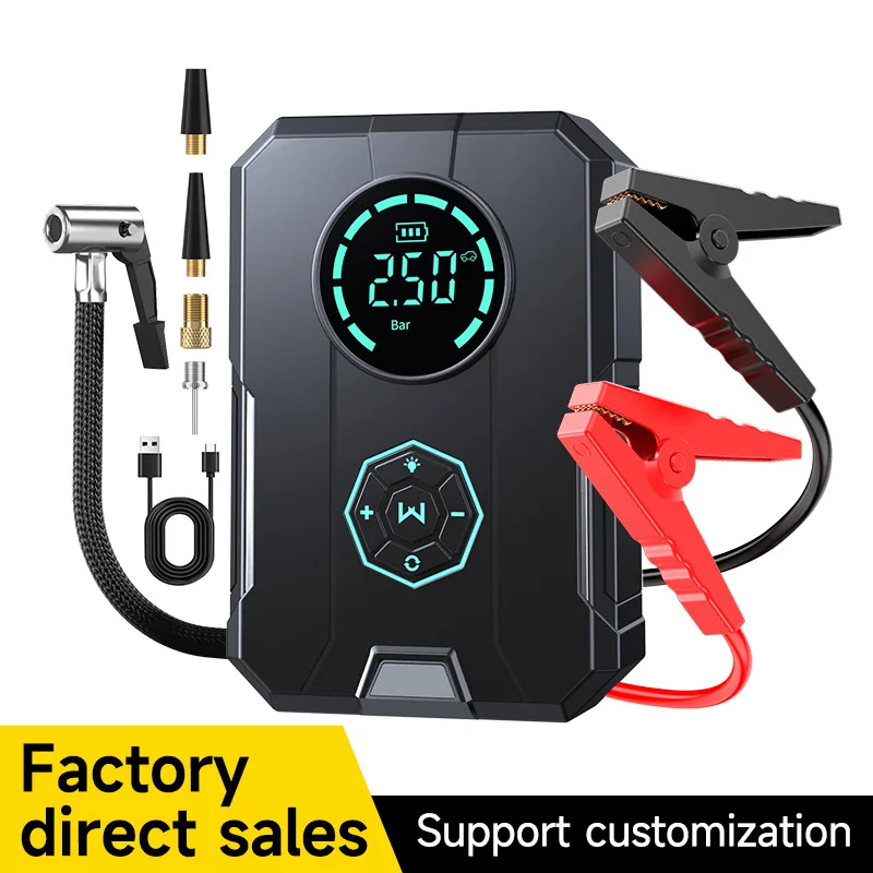 High Power Portable Lithium Battery Car Jump Starter Multi-Function ABS Air Pump With Power Bank