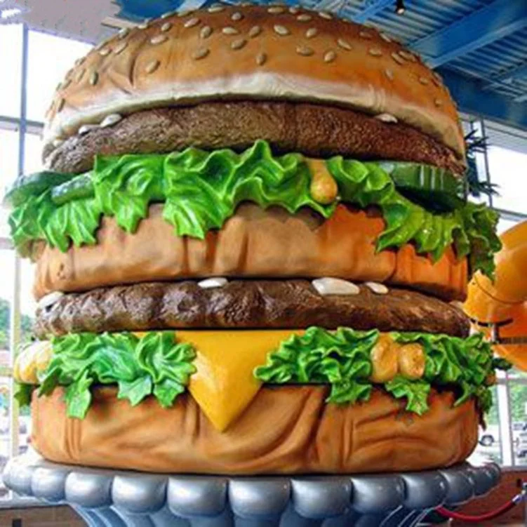 Fiberglass hamburger statue Large Restaurant Fiberglass Resin Food Hamburger Sculpture Burger Sandwich Statue Hamburger statue