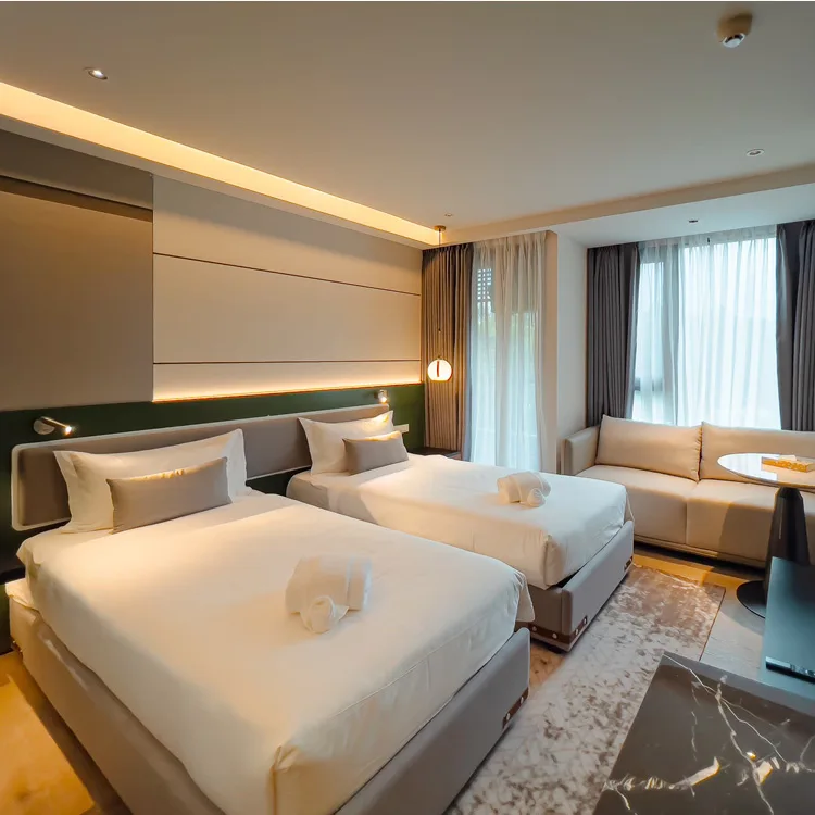 Foshan Supplier  5 Star Project Hotel Room Furniture Sets Luxury Modern Apartment Hotel Furniture Double Bed Bedroom Sets