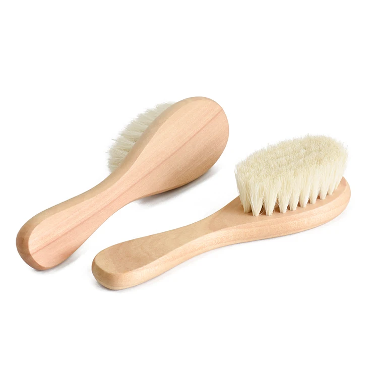 Top Selling Sale Wooden Soft White Goat Bristle Fairy Color Kids Hair Baby Brush With Soft Touch Handle For Baby Care