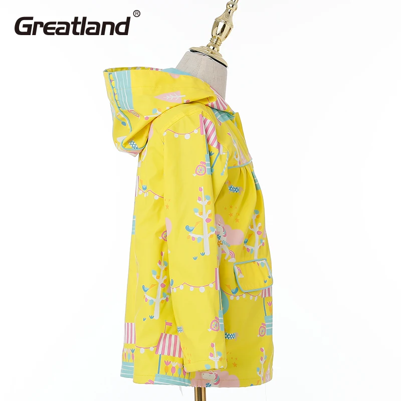 High quality student yellow pattern raincoat custom student children raincoat