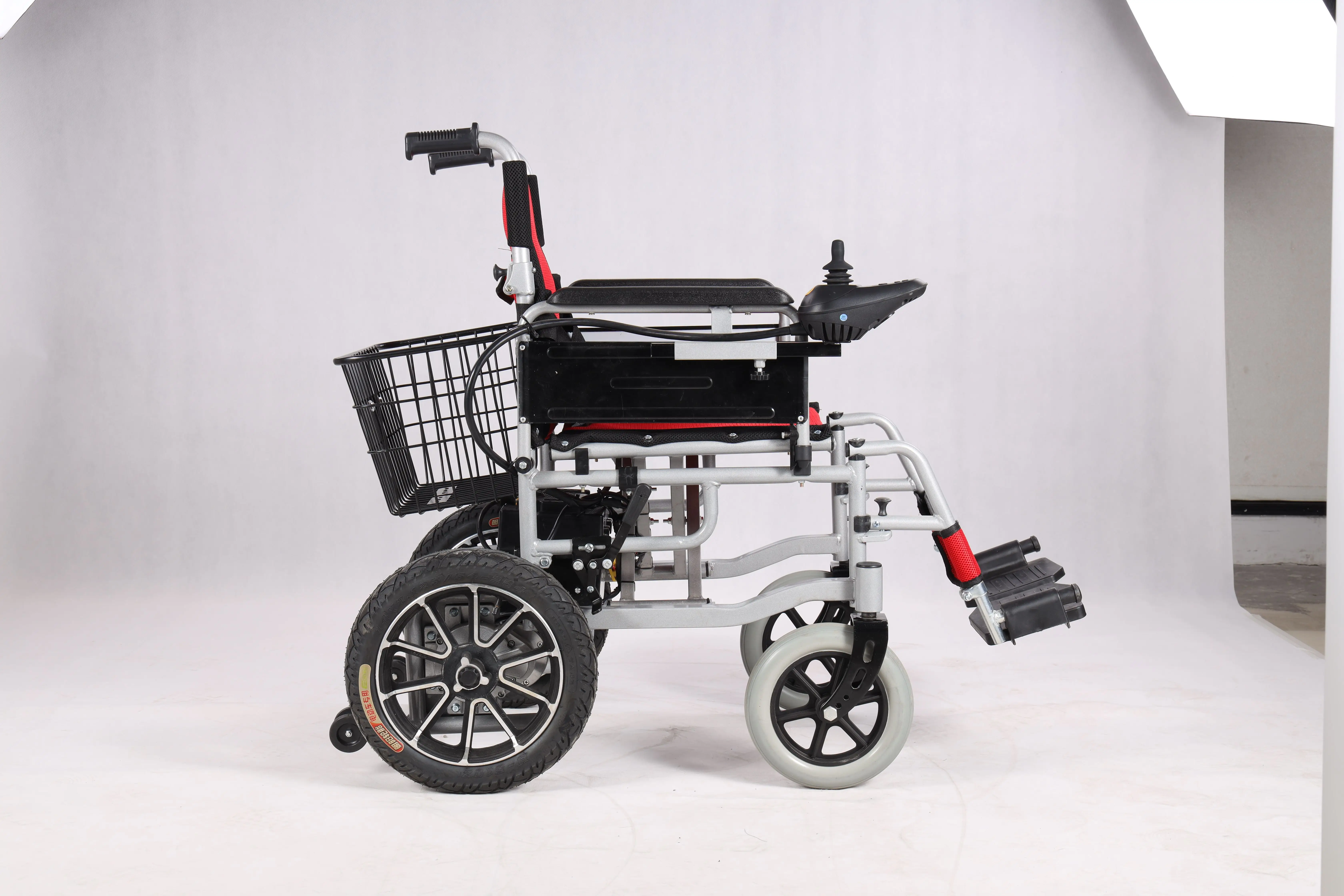 electric wheelchair Double 250 watt electric motor drive front wheel non inflatable PU wheels speed 0-8km/h range 10-20km