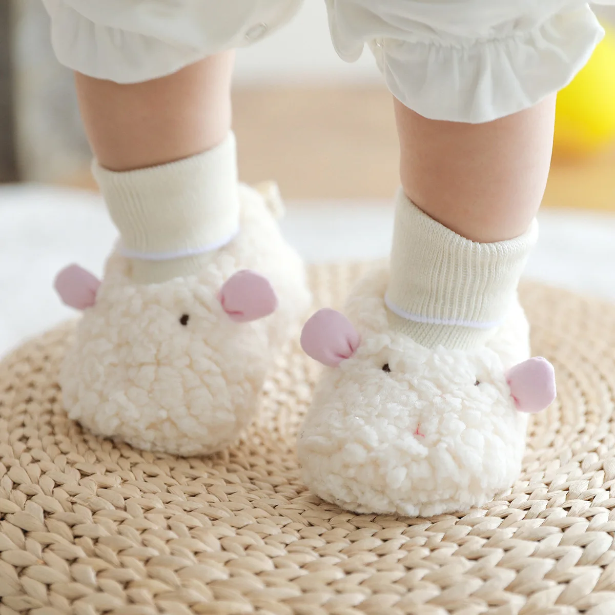 Animal Tiger Baby Shoes Sock Soft Non-slip Kids Floor Fuzzy Cotton Coral Fleece Comfortable Socks