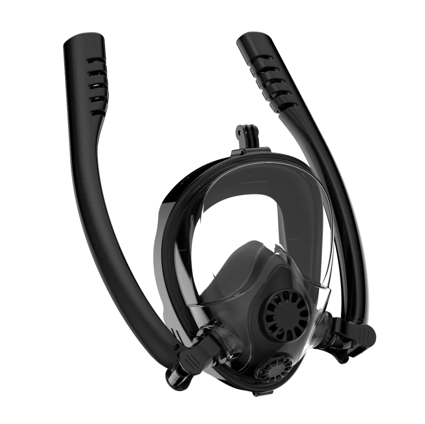 Wholesale Detachable Camera Mount Snorkeling Mask 180 Panoramic View Double Tube Full Face Snorkeling Diving Mask