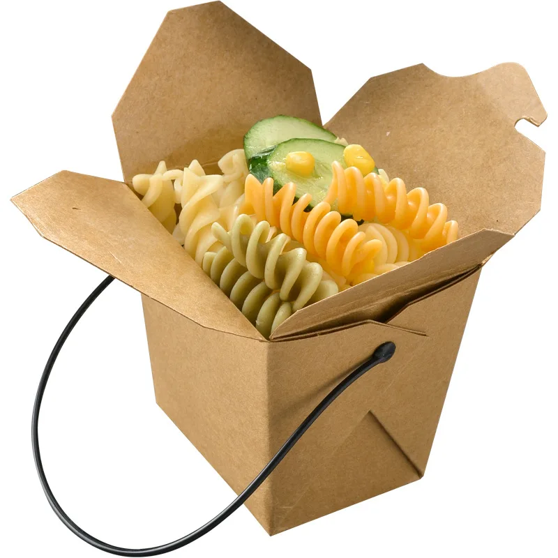 Biodegradable hot noodle round carton kebab takeout fried Chinese noodle box Hot noodle round carton