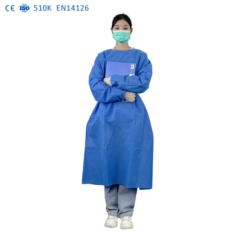 Factory Stock ASTM F1671 disposable lab coat waterproof 510k waterproof level 3 gown Waterproof Blood-Proof for Inpatient Wards