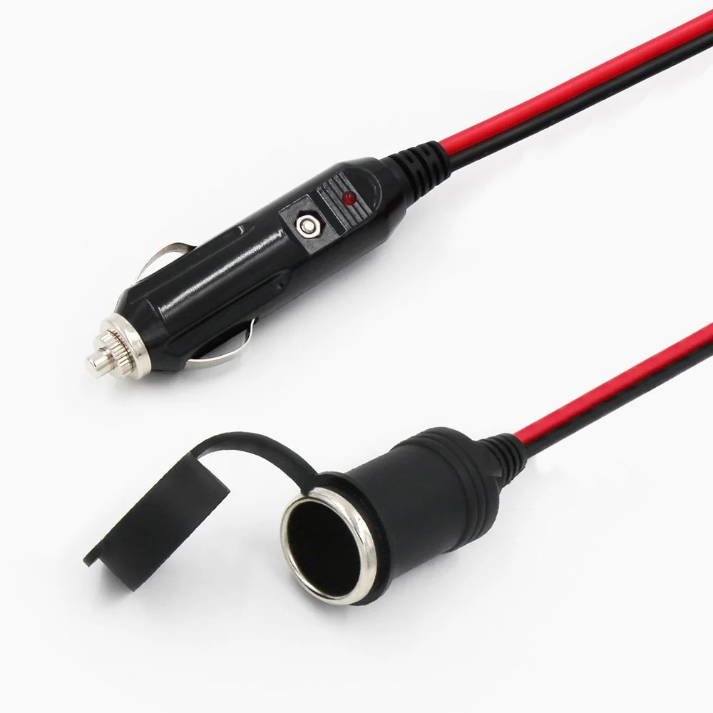 12v Car Motorcycle Custom Cigarette Fused Gps Male Cigarette Lighter Plug to Socket Cables