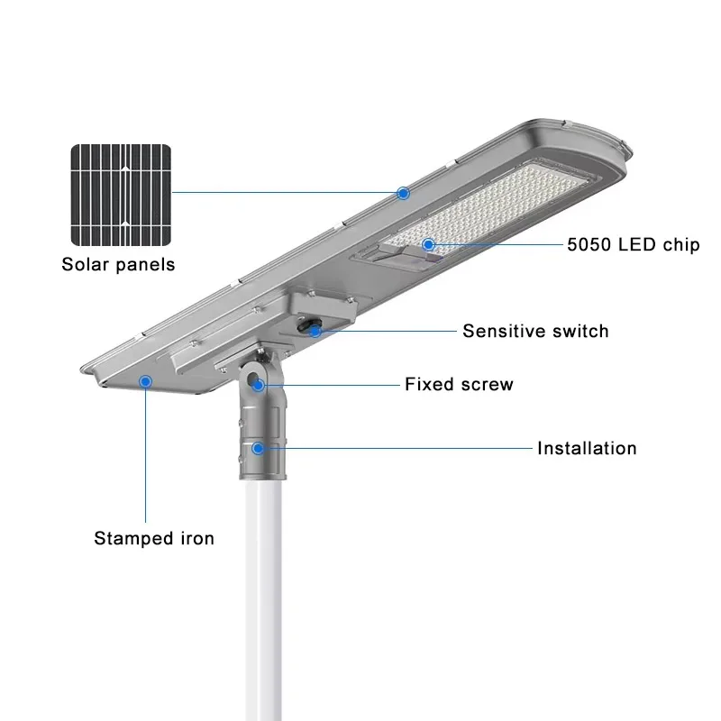 Energy Saving 150W 200W Light Time Motion Sensor Easy Install All In One Professional Solar Street Lamp
