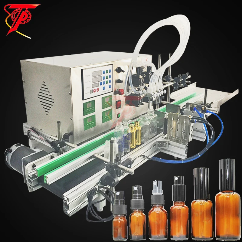 4 Nozzles Automatic Desktop Peristaltic Pump Essential Oil Liquid Filling Machine With Conveyor For bottle Perfume Filler