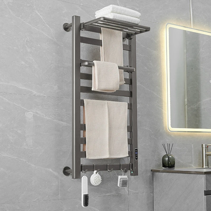 Bathroom Accessories Space Aluminum Dryer Intelligent Towel Heating Rack With Timer Wall Mounted Towel Warmer