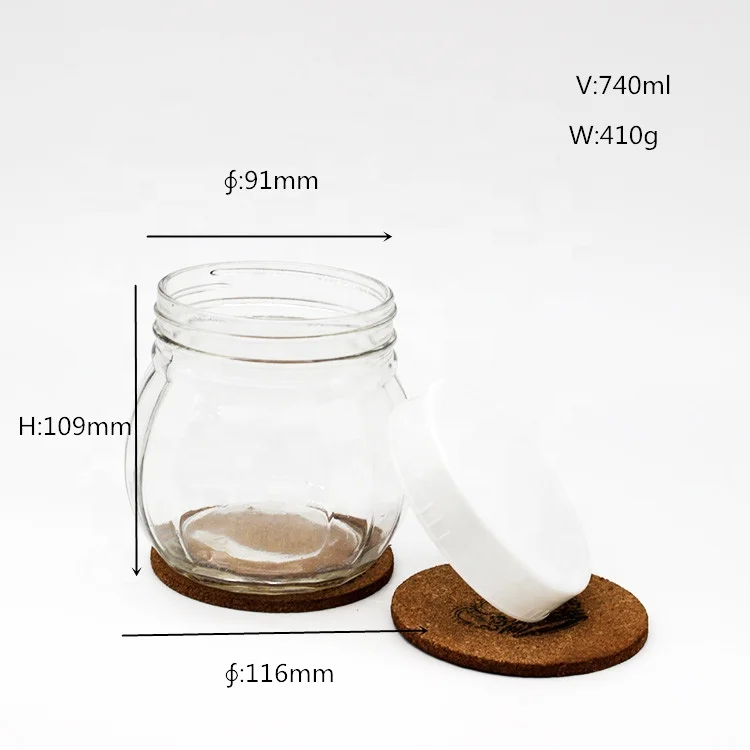 
Home Usage 740ml 800ml Clear Glass Jar Eco-Friendly Durable Storage Jars With Plastic Bamboo Lid 