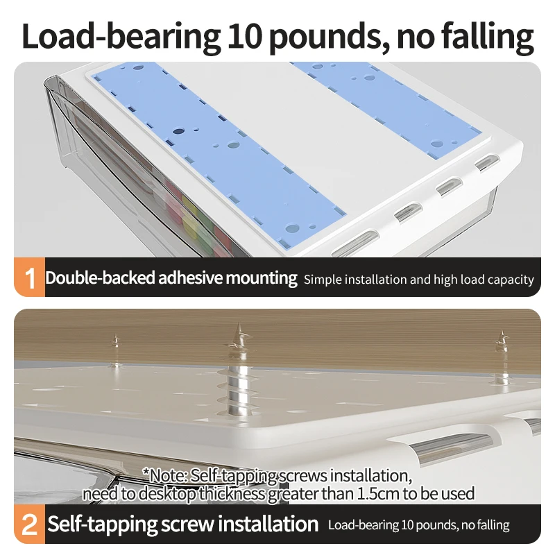 self-adhesive Desktop Organizer  small hidden plastic under desk cabinet for storage Attachable  Under Desk Storage