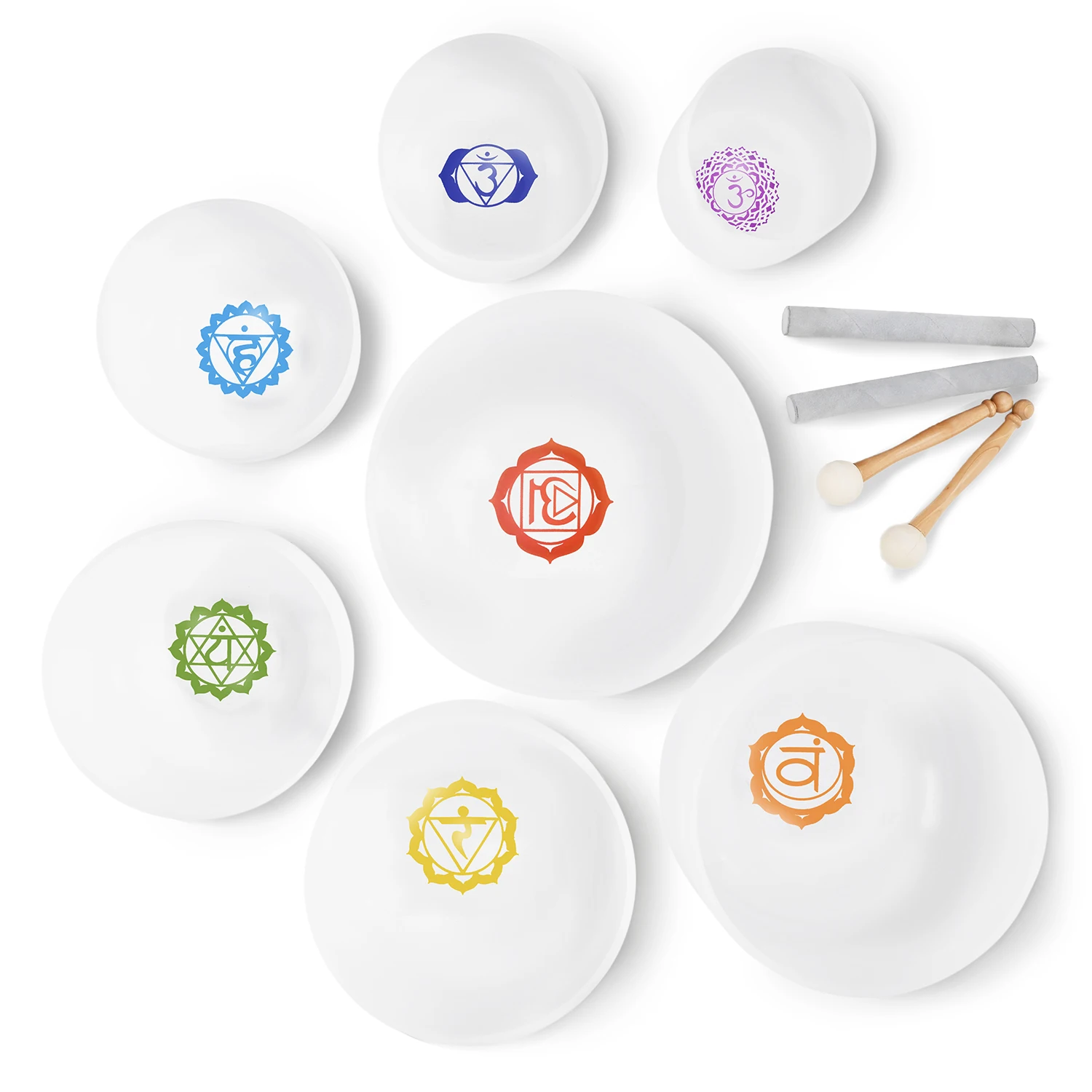 SUCCESS Chakra Frosted White Quartz Crystal Singing Bowl Sound Healing And Medit Singing Bowl Set