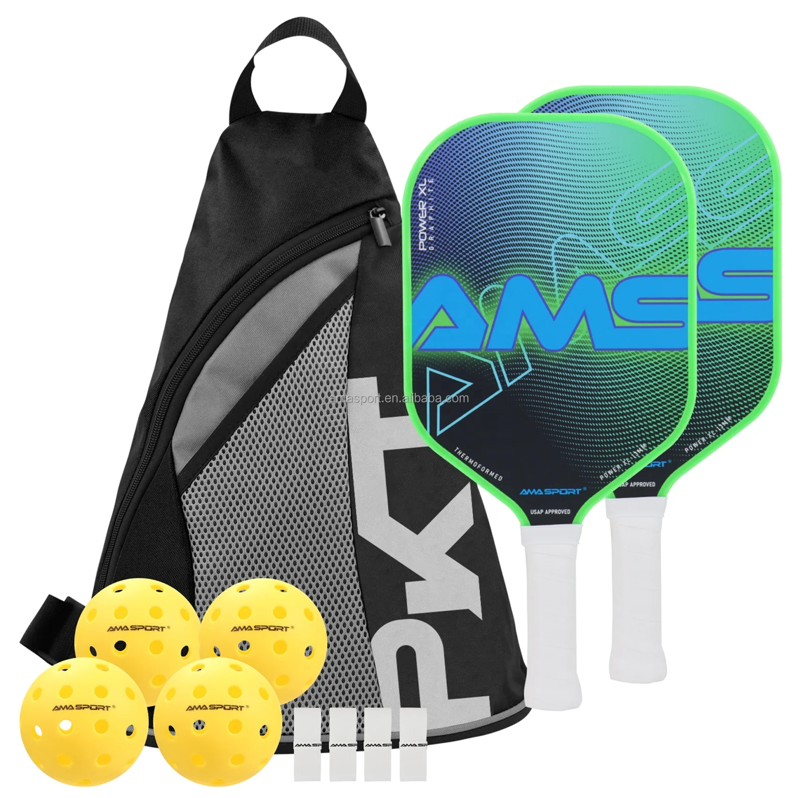 Pickleball Paddles USAPA Approved Carbon Surface Set with 2 Racket 4 Balls 1 Portable Carry Bag