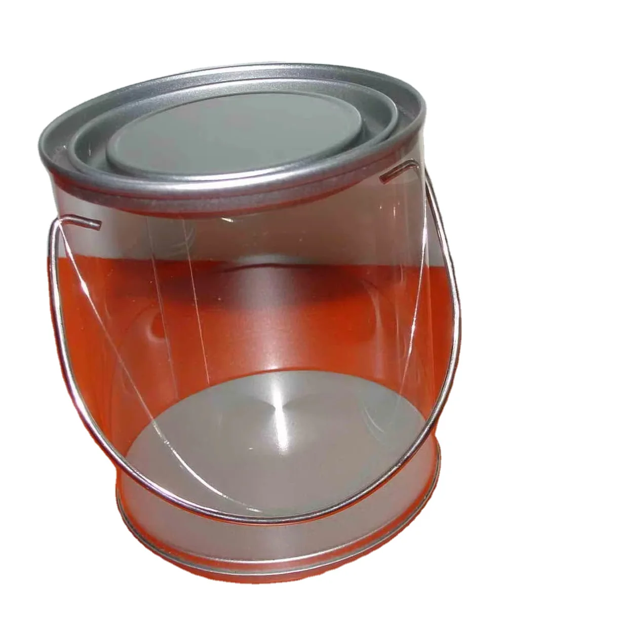 2024 POP  whole sell Mini Clear Plastic Paint Can with Handle