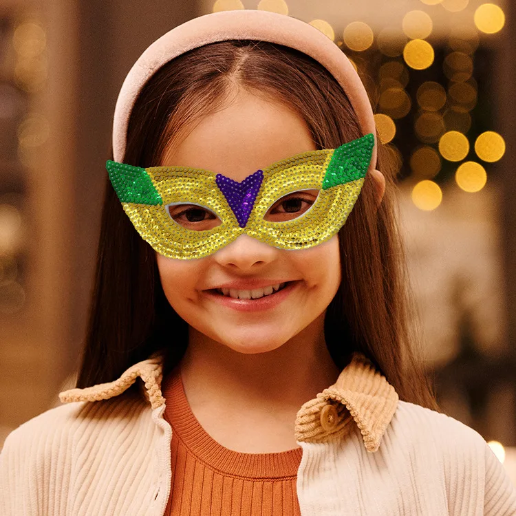 Glitter Masquerade Eye Mask Halloween Carnival Cosplay Costume Venetian Half Covery Sequin Masks Mardi Gras Party Favor