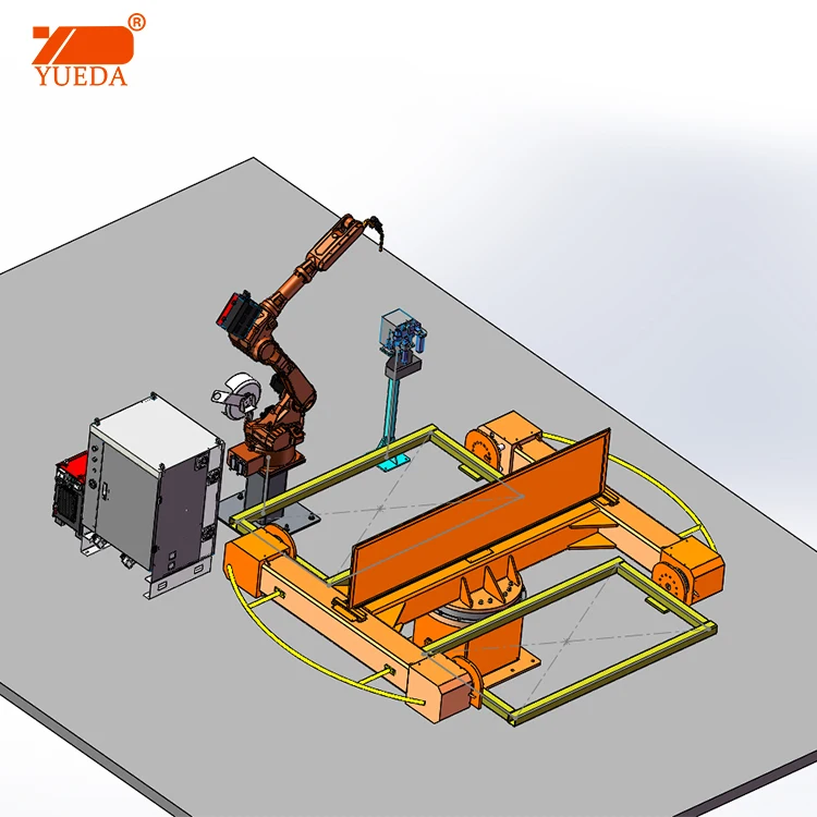 Yueda Double Station Welding Robot Workstation Robotic Arm 6 Axis CO2 MIG MAG Welding Robot