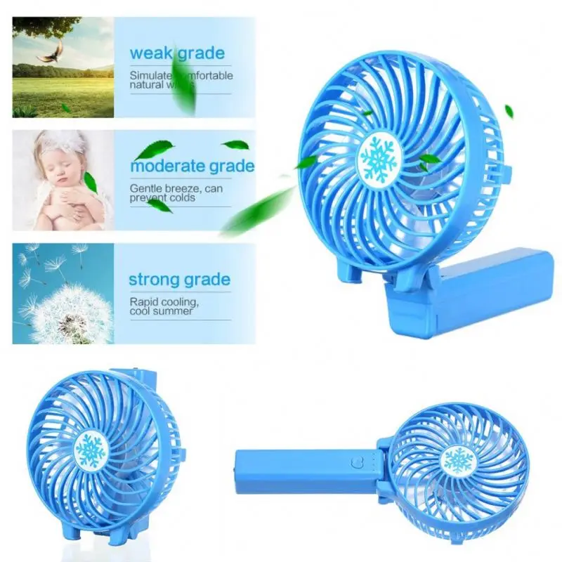 Outdoor Portable mini fan battery USB handy fan, mini handheld rechargeable fan with light