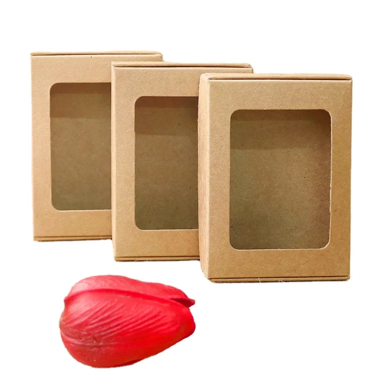 
Eco Friendly Folding Soap Packing Brown Kraft Paper Box Homemade Soap Packaging With Window 
