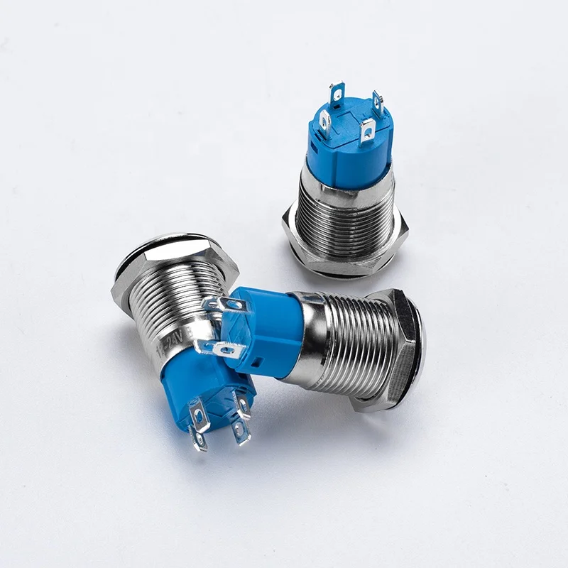 12mm Metal Push Button Switch Symbol Power Led Light RBGYW Self locking Switch Button Waterproof Power Button with Connector