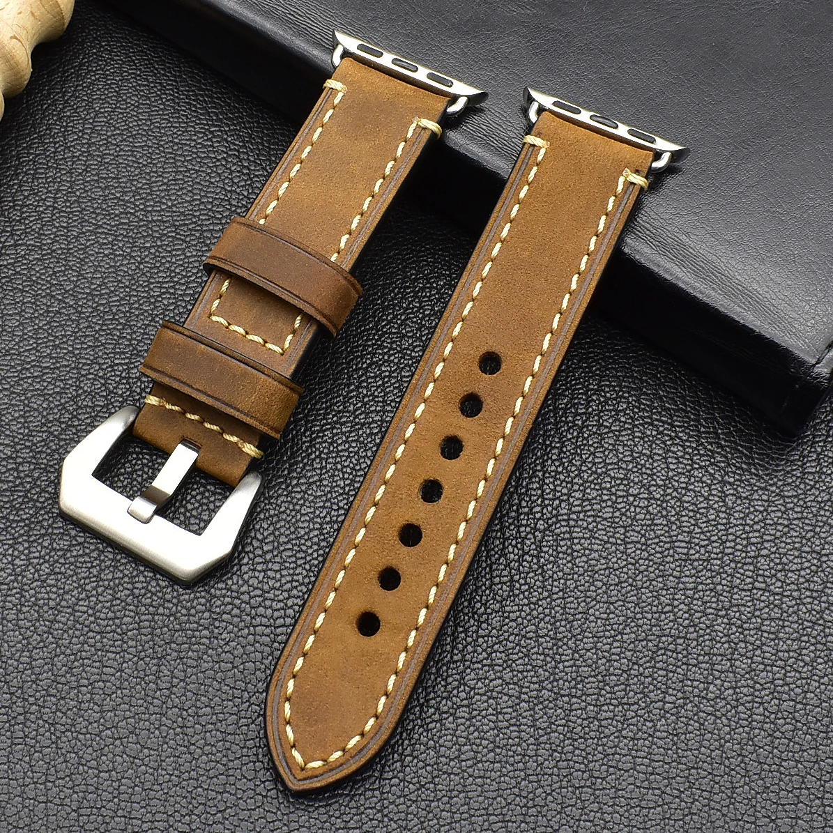 Heqi Wholesale 4MM thickness Watch belt  for strap apple watch leather loop strap