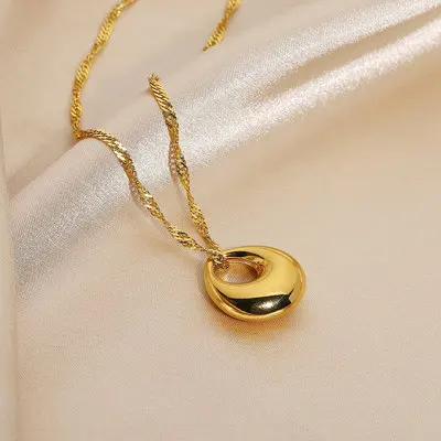  simple fashion women INS style 18K gold plated water drop pendant stainless steel