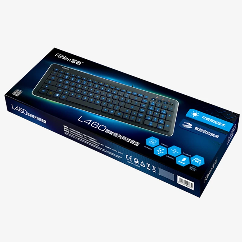 Fuhlen L460 Office keyboard high quality ergonomic backlight 104 keys wired keyboard volume control keys custom LOGO