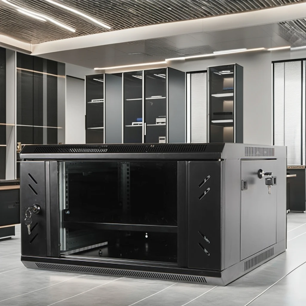 Black Perforated Door 6U Wall Mountable  9U 27U  42U Capacity with 19 Inch Standard Made of Steel  Network Server Cabinet