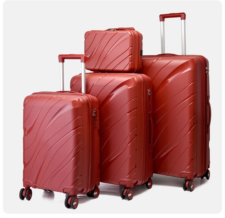 4PCS Sets Wholesale Unisex Light Weight PP Hard Travel Luggage Convenient Trolley Suitcase Set with 4 Wheels Spinner Caster