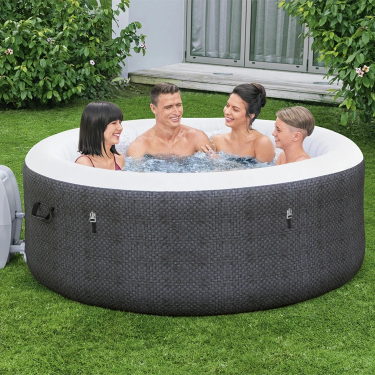 Bestway 60035 1.80m X 66cm Havana Smart AirJet 4 Brown Wicker Luxury Outdoor Inflatable Swim Message Spa Pools Hot Tubs
