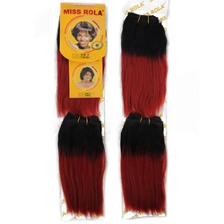 STW 8 Straight Bundles Weave Hair Weft 2 Bundles a Pack 100G a Pack  Synthetic Hair Extension 8 inch,Mix Ombre Black&Wine