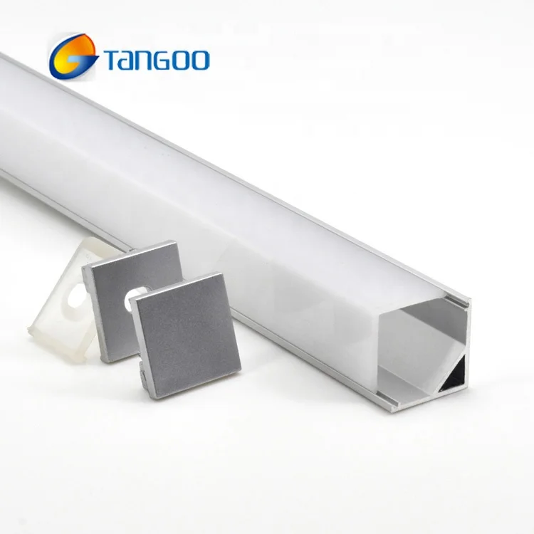 45 degree angle 10mm width light bar with right angle V shape aluminum profile for led strip