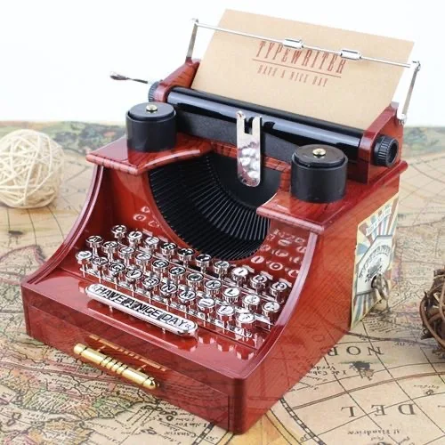 Factory wholesale vintage typewriter clockwork music box Creative Music Box Gift  Home Office ornaments