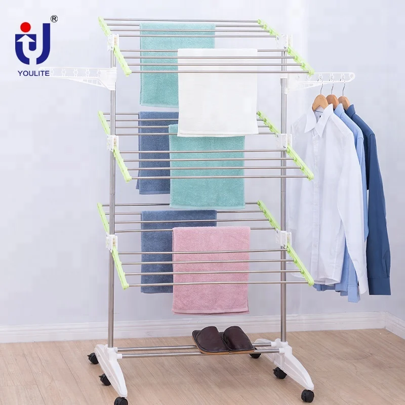 Production Line Vertical Free Floor Standing Clothes Drying Rack