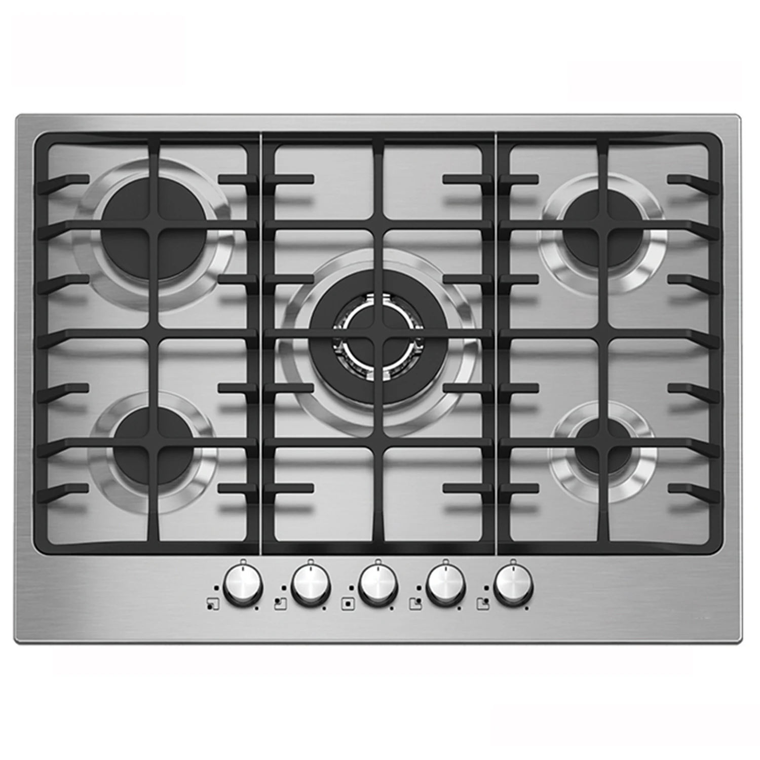 europe style High Firepower knob control heating plate 1000kw 5 gas burner kitchen gas cooker