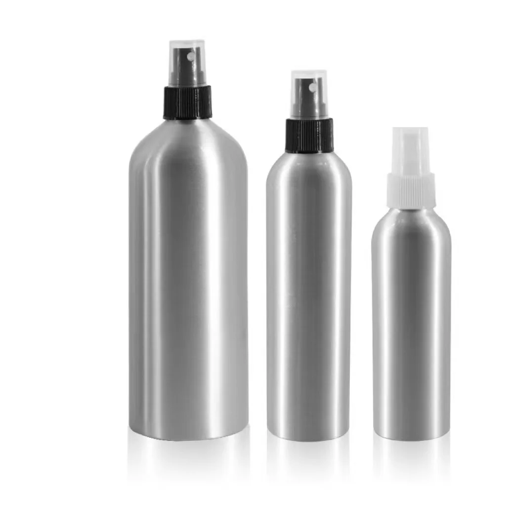 China Manufactured Fine Mist Toner Water Bottle New Design Aluminum Spray Cosmetic Dispenser Bottle with Lids and Bottle Caps