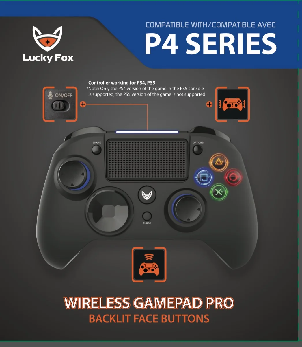 High quality PS4 wireless controller gamepad PS4 game joystick controller with LED light