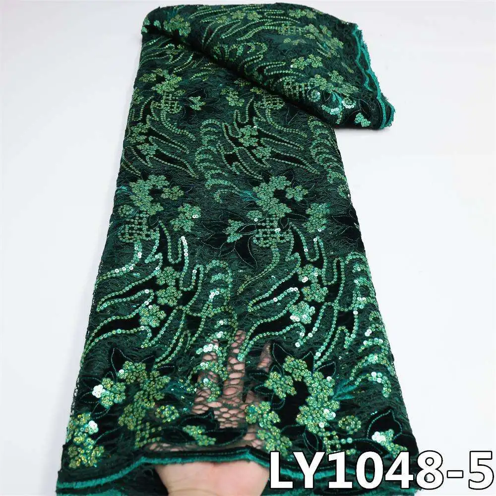 Hollow embroidery gold velvet embroidery fabric sequin lace fashion dress lace fabric