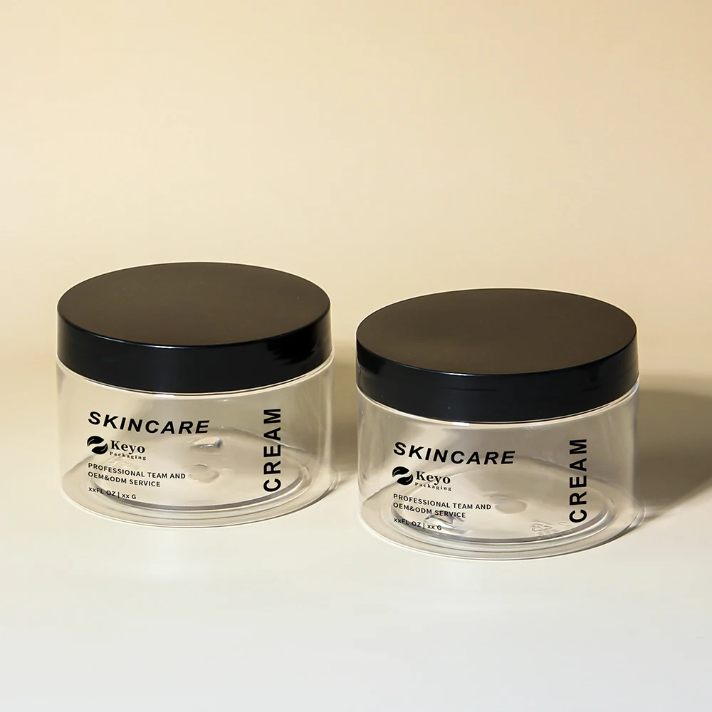 New Design 300ml  Plastic PET Cream Jar Regular Wall Wide Short Model Empty Skincare Bottle Body Butter Jar Packaging Customize