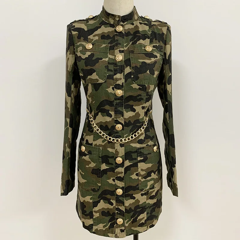 Odm clothing supplier camouflage print chain mini pencil dresses women