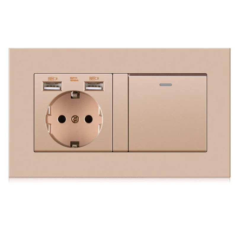 Professional switch factory German USB pop socket switch electrical and 1LED rocker switch