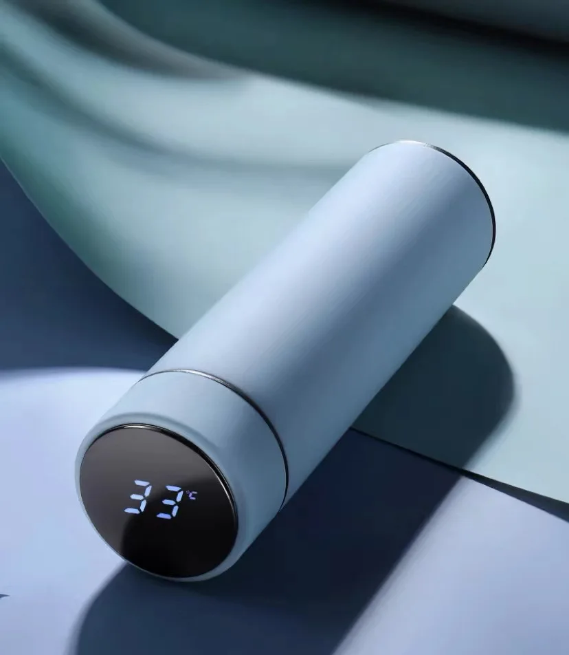 Creative macaron gift custom logo solid color intelligent temperature measuring stainless steel thermos cup