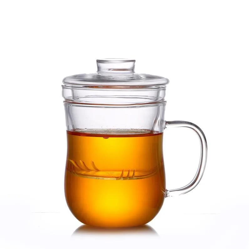 Infuser Glass Mug Cup with Filter and Lid for Personal Herbal Tea Drinking