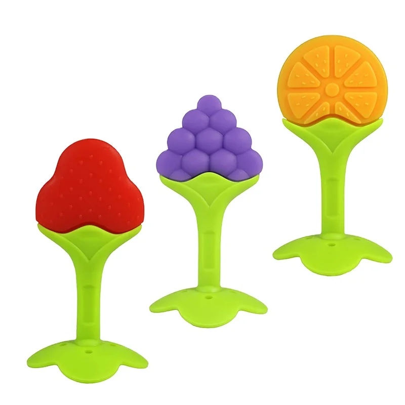 BPA free 100% food grade  Fruits toys silicone baby teether for cleaning profucts