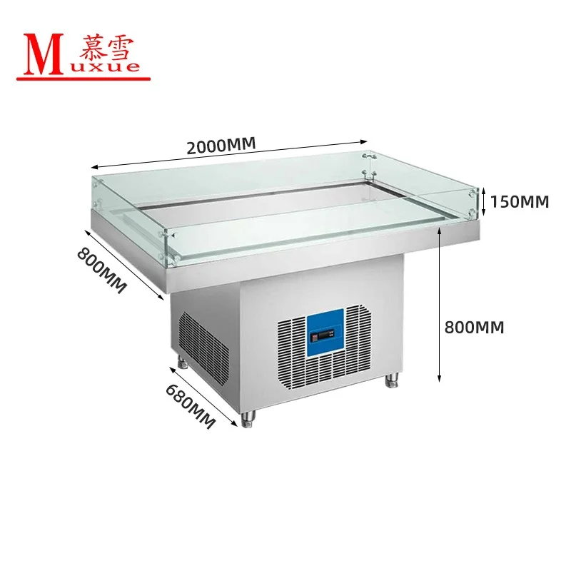 MUXUE Commercial display freezer table chest ice table   fish display case table freezer refrigerator MX-BT2000